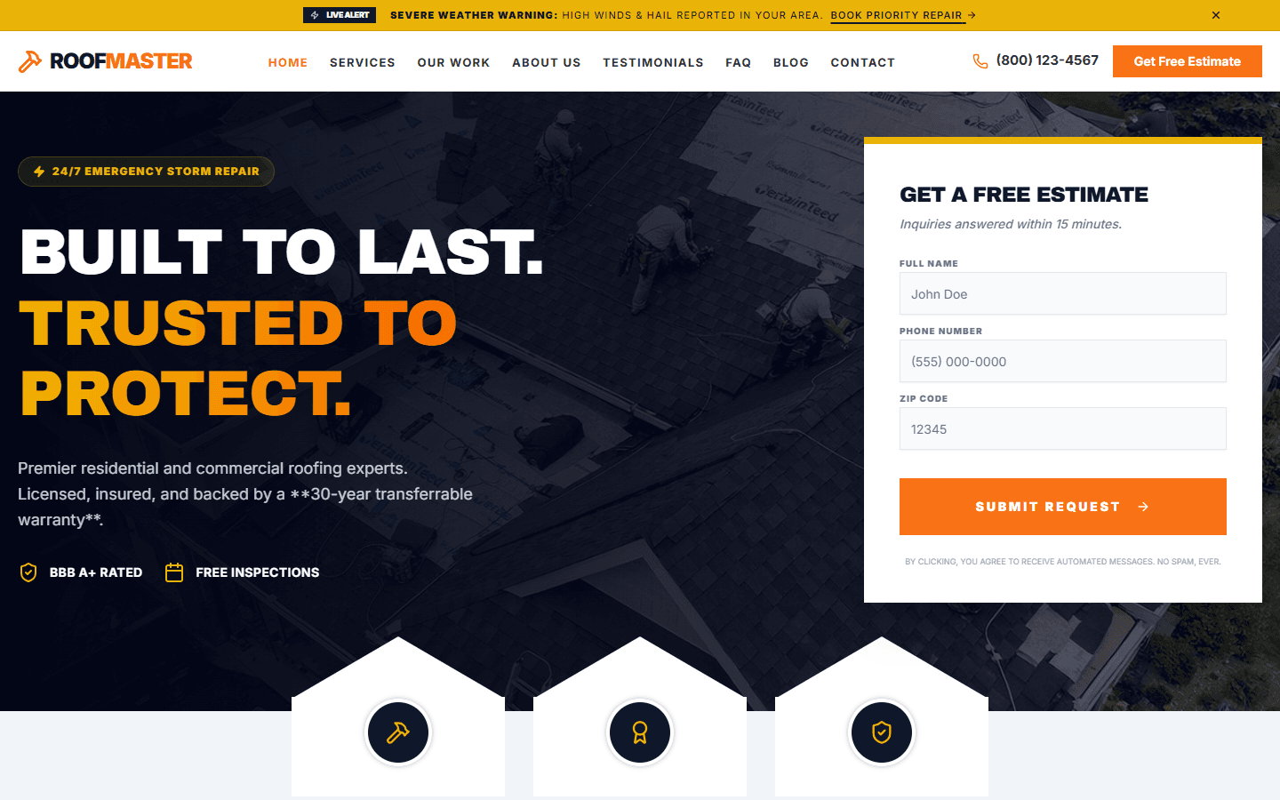Roofing Company desktop screenshot
